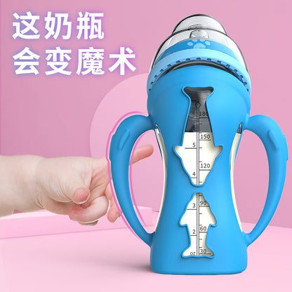 Baby Bottle Temperature-sensitive Wide-diameter Glass Anti-fall, Anti-flatulence, Anti-choking Newborn Bottle