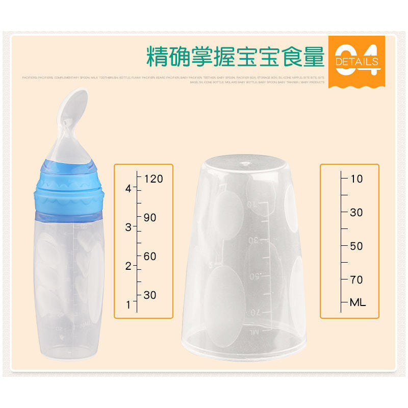 Rice Cereal Spoon Baby Spoon Milk Bottle Silicone Food Supplement Baby Feeding Rice Flour Feeding Set Newborn Soft One Piece