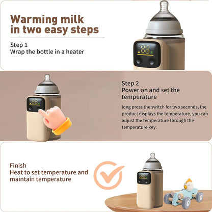 Rechargeable Portable Bottle Warmer with Fast Charging Cordless Milk Warmer with Temperature Control
