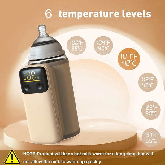 Rechargeable Portable Bottle Warmer with Fast Charging Cordless Milk Warmer with Temperature Control